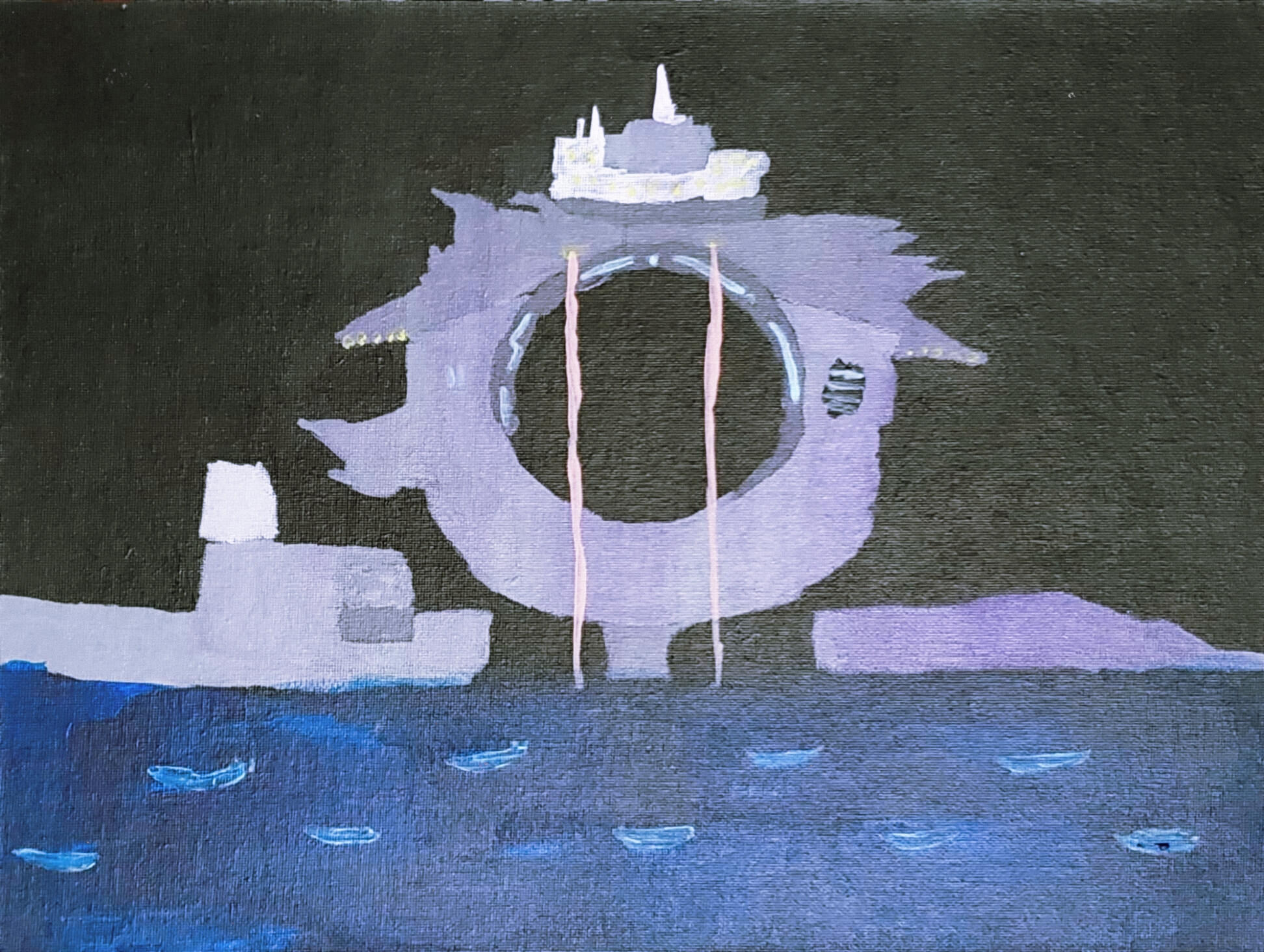 This is a painting of a night city I did for my class.